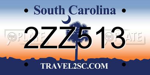 2ZZ513 South Carolina License Plate