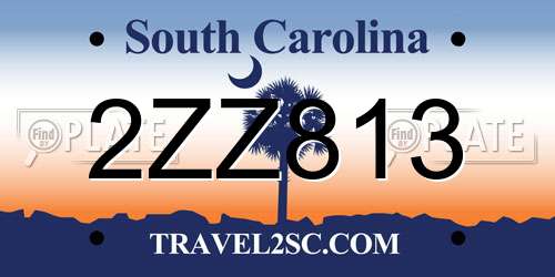 2ZZ813 South Carolina License Plate