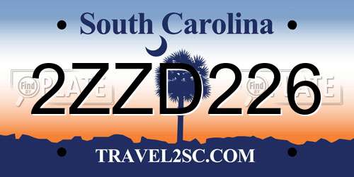 2ZZD226 South Carolina License Plate