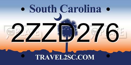 2ZZD276 South Carolina License Plate