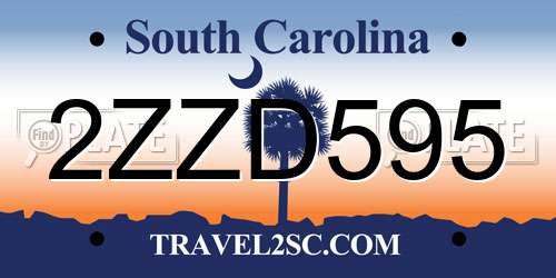 2ZZD595 South Carolina License Plate