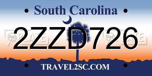 2ZZD726 South Carolina License Plate