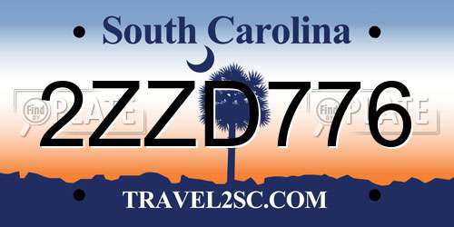2ZZD776 South Carolina License Plate