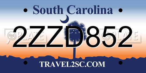 2ZZD852 South Carolina License Plate
