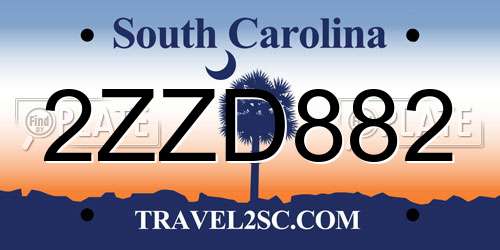 2ZZD882 South Carolina License Plate