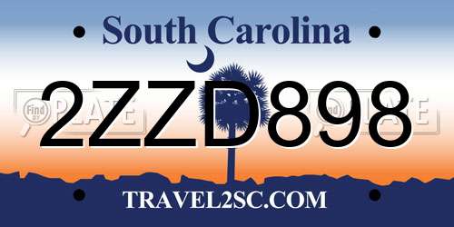 2ZZD898 South Carolina License Plate