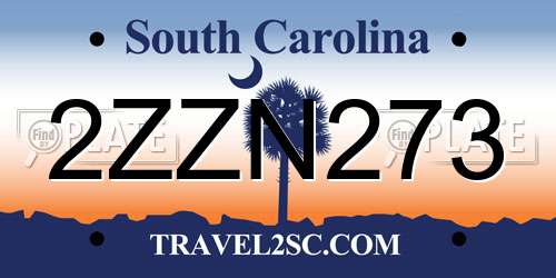 2ZZN273 South Carolina License Plate