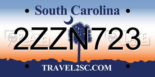 2ZZN723 South Carolina License Plate