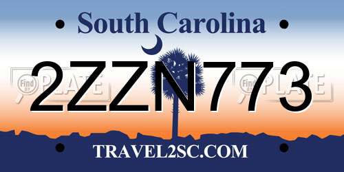 2ZZN773 South Carolina License Plate