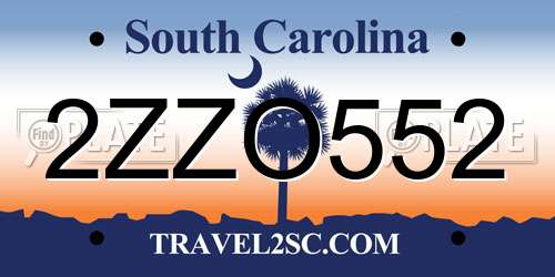 2ZZO552 South Carolina License Plate