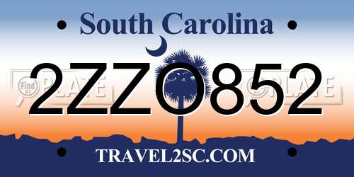 2ZZO852 South Carolina License Plate