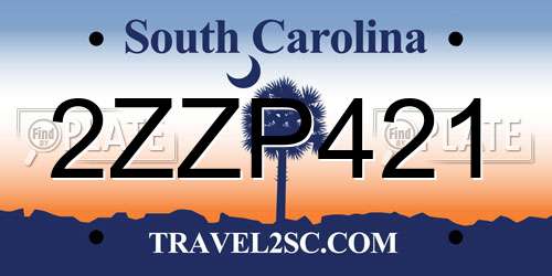 2ZZP421 South Carolina License Plate