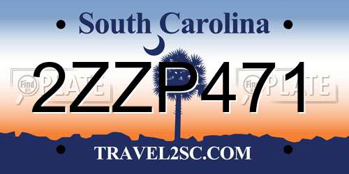 2ZZP471 South Carolina License Plate