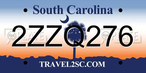 2ZZQ276 South Carolina License Plate