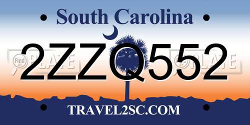 2ZZQ552 South Carolina License Plate