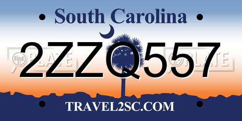 2ZZQ557 South Carolina License Plate