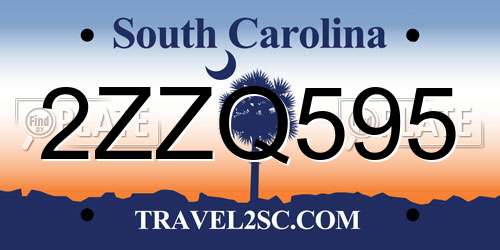 2ZZQ595 South Carolina License Plate