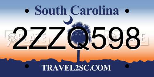 2ZZQ598 South Carolina License Plate