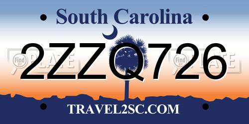 2ZZQ726 South Carolina License Plate