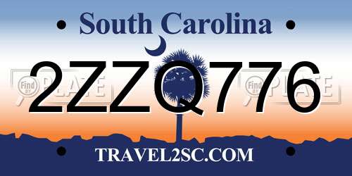 2ZZQ776 South Carolina License Plate