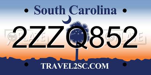 2ZZQ852 South Carolina License Plate