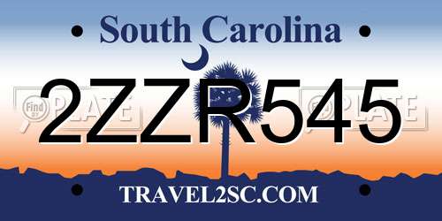 2ZZR545 South Carolina License Plate