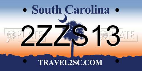 2ZZS13 South Carolina License Plate