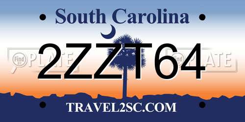 2ZZT64 South Carolina License Plate