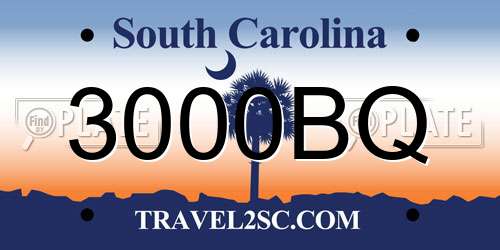 3000BQ South Carolina License Plate