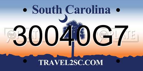 30040G7 South Carolina License Plate