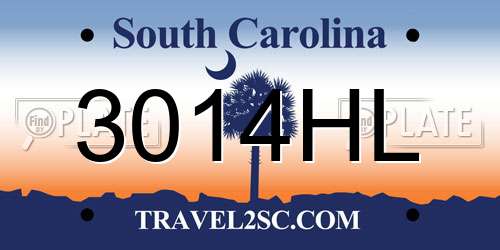 3014HL South Carolina License Plate