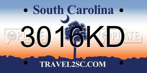3016KD South Carolina License Plate
