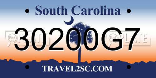 30200G7 South Carolina License Plate