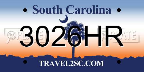 3026HR South Carolina License Plate