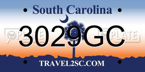 3029GC South Carolina License Plate
