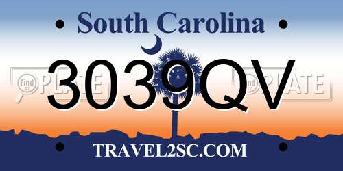 3039QV South Carolina License Plate