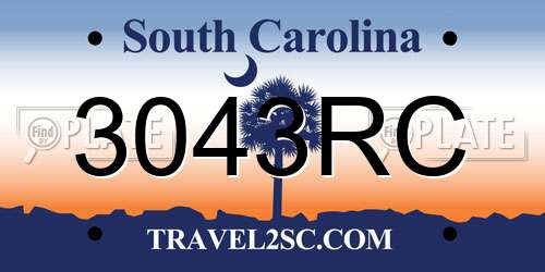 3043RC South Carolina License Plate