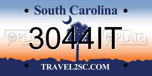 3044IT South Carolina License Plate