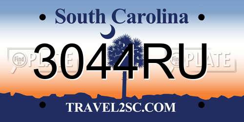 3044RU South Carolina License Plate