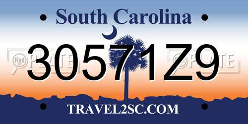 30571Z9 South Carolina License Plate