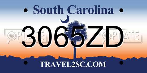 3065ZD South Carolina License Plate