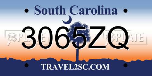 3065ZQ South Carolina License Plate