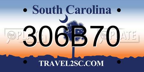 306B70 South Carolina License Plate