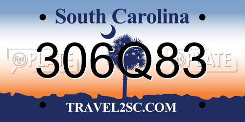 306Q83 South Carolina License Plate