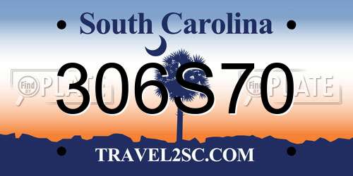 306S70 South Carolina License Plate