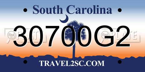 30700G2 South Carolina License Plate