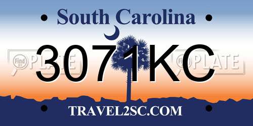 3071KC South Carolina License Plate