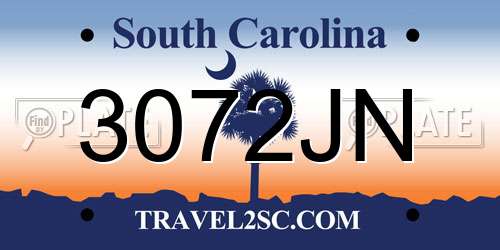 3072JN South Carolina License Plate