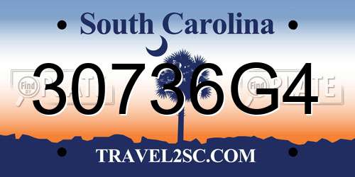 30736G4 South Carolina License Plate