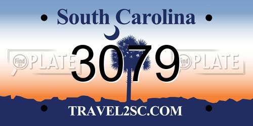 3079 South Carolina License Plate